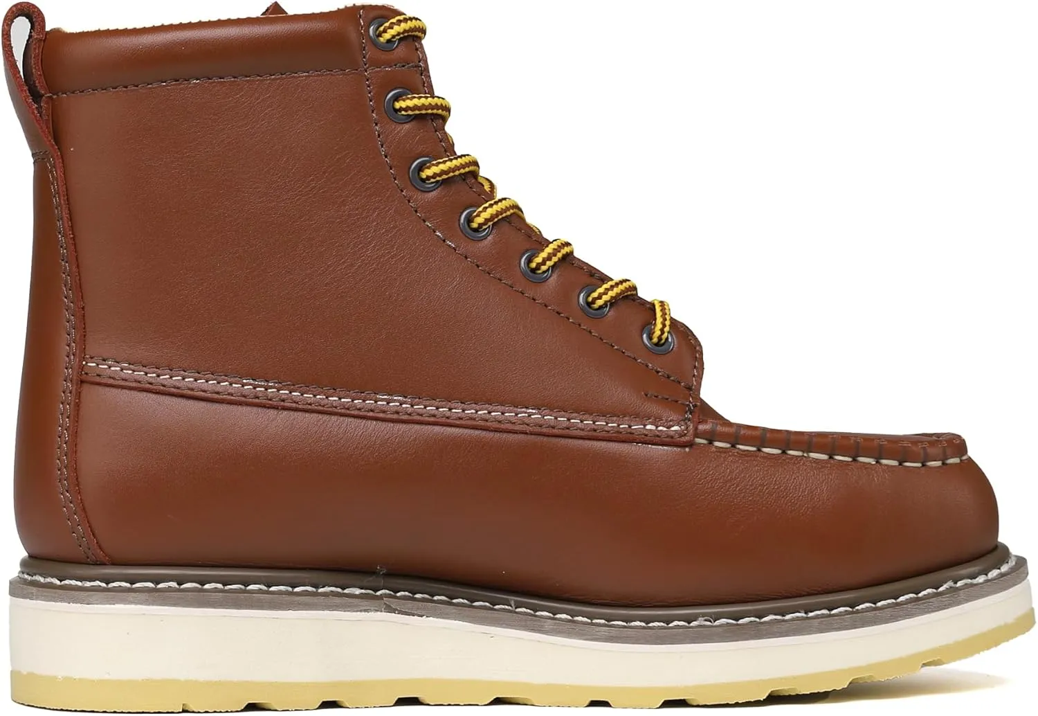 HANDPOINT Men's Steel Toe 6" SureTrack Work Boots, Stylish Classic Leather Slip Resistant Durable Breathable Work Shoes 84992EE