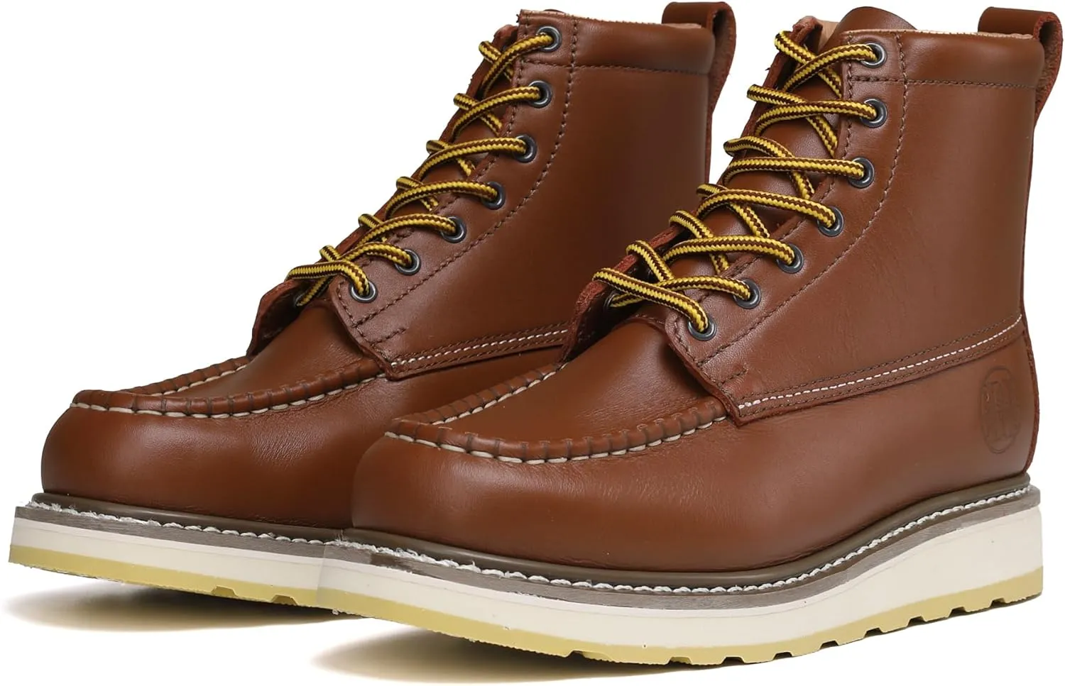 HANDPOINT Men's Steel Toe 6" SureTrack Work Boots, Stylish Classic Leather Slip Resistant Durable Breathable Work Shoes 84992EE