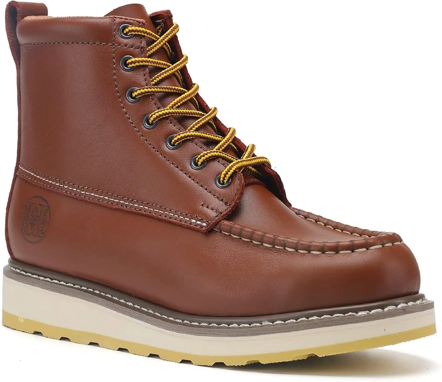 HANDPOINT Men's Steel Toe 6" SureTrack Work Boots, Stylish Classic Leather Slip Resistant Durable Breathable Work Shoes 84992EE
