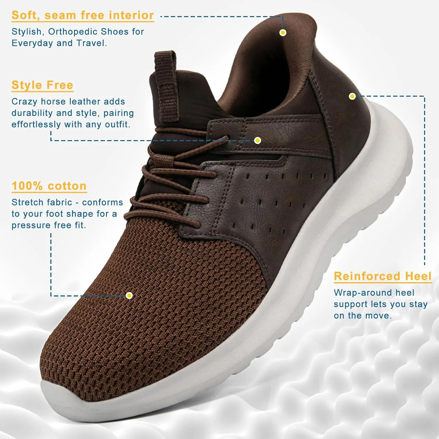 Hands Free Slip On Shoes for Men Walking Casual Sneaker Arch Support Memory Foam Mesh Light Cushioning Fashion Breathable Stylish Black White Tan Grey