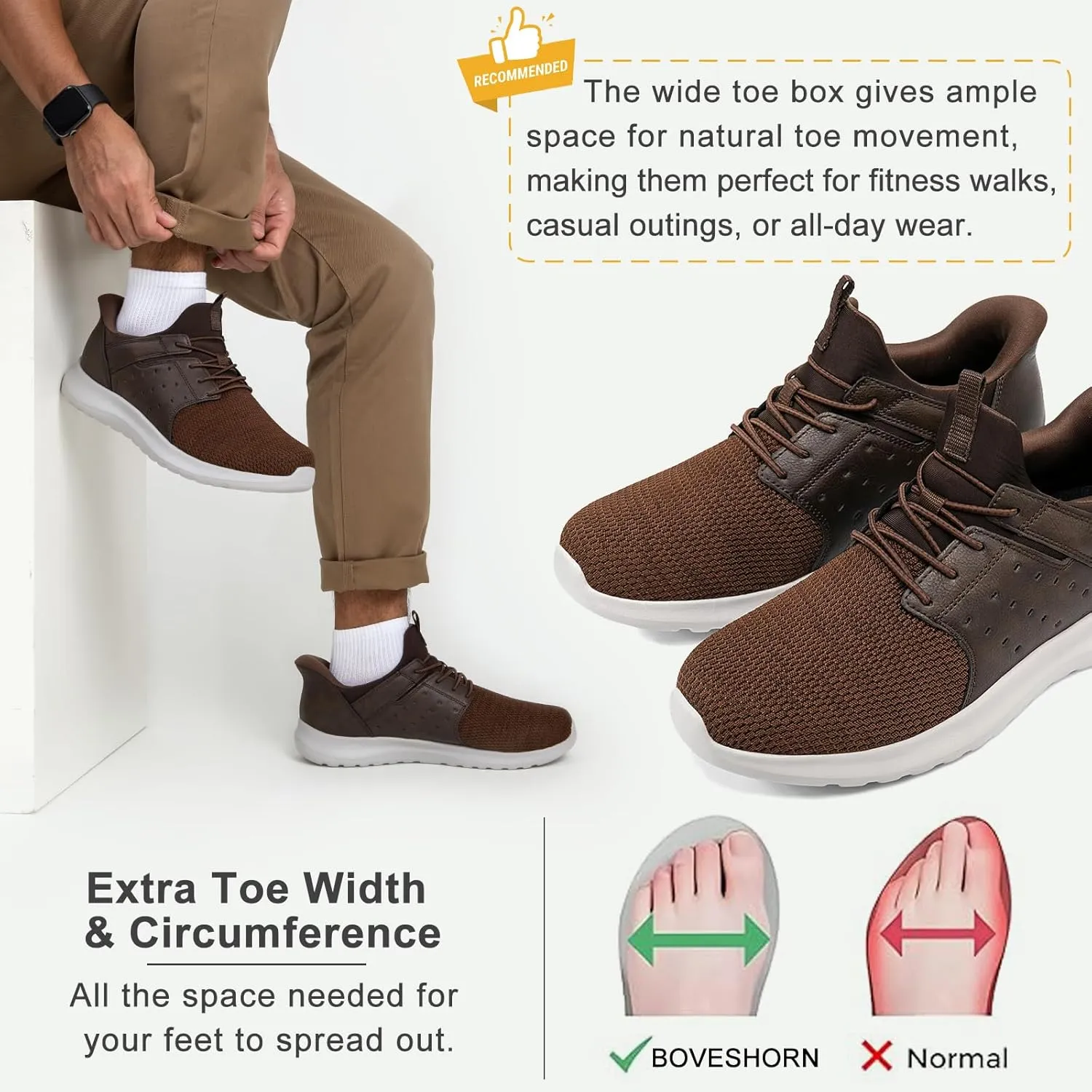 Hands Free Slip On Shoes for Men Walking Casual Sneaker Arch Support Memory Foam Mesh Light Cushioning Fashion Breathable Stylish Black White Tan Grey