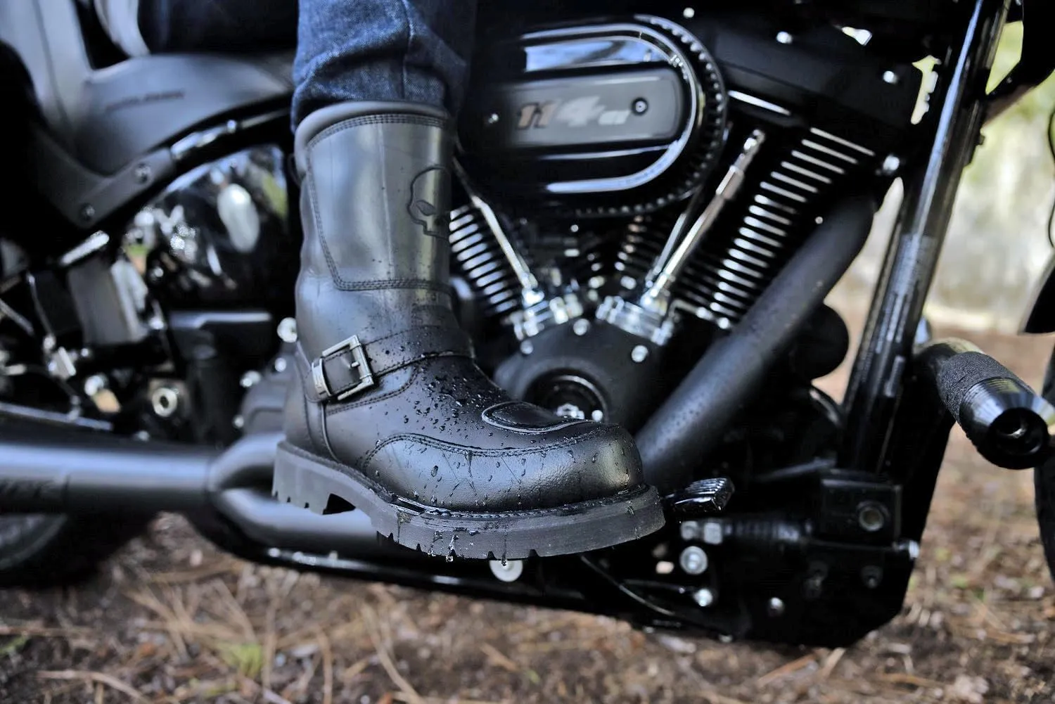 Harley-Davidson Men's Shift Ride 9" WP Black Leather Motorcycle Boots, D96313