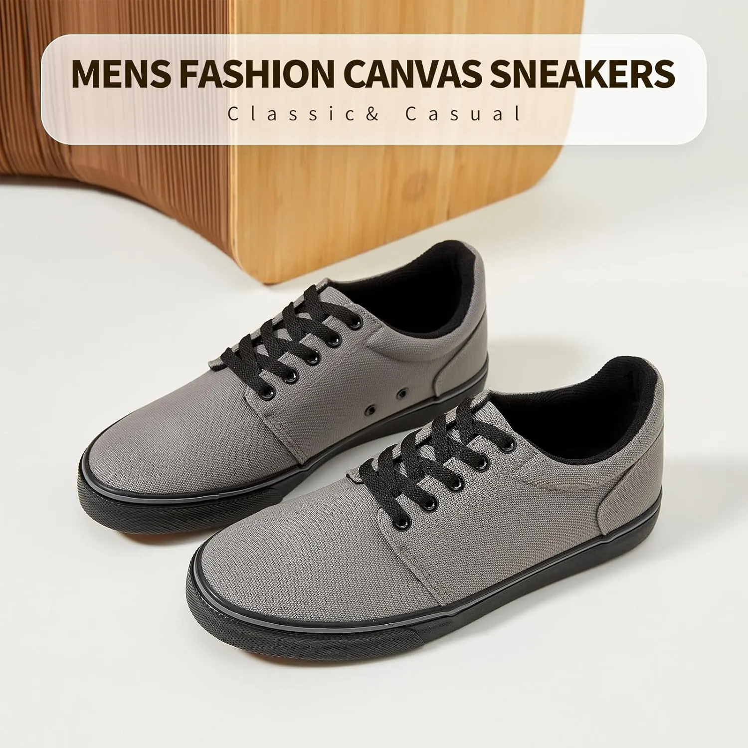 hash bubbie Mens Canvas Shoes Classic Men's Canvas Sneakers Low Top Tennis Shoes Lace up Comfortable Skate Casual Shoes