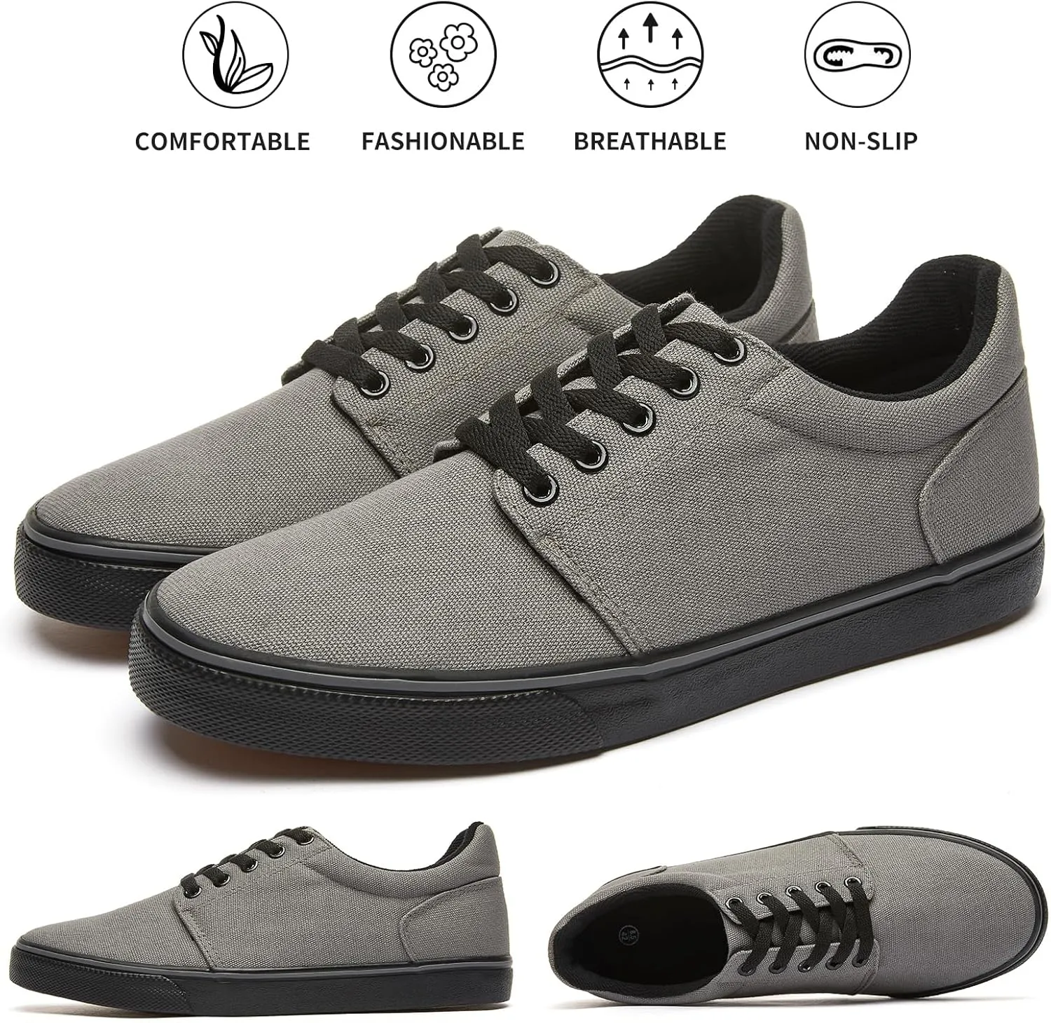 hash bubbie Mens Canvas Shoes Classic Men's Canvas Sneakers Low Top Tennis Shoes Lace up Comfortable Skate Casual Shoes