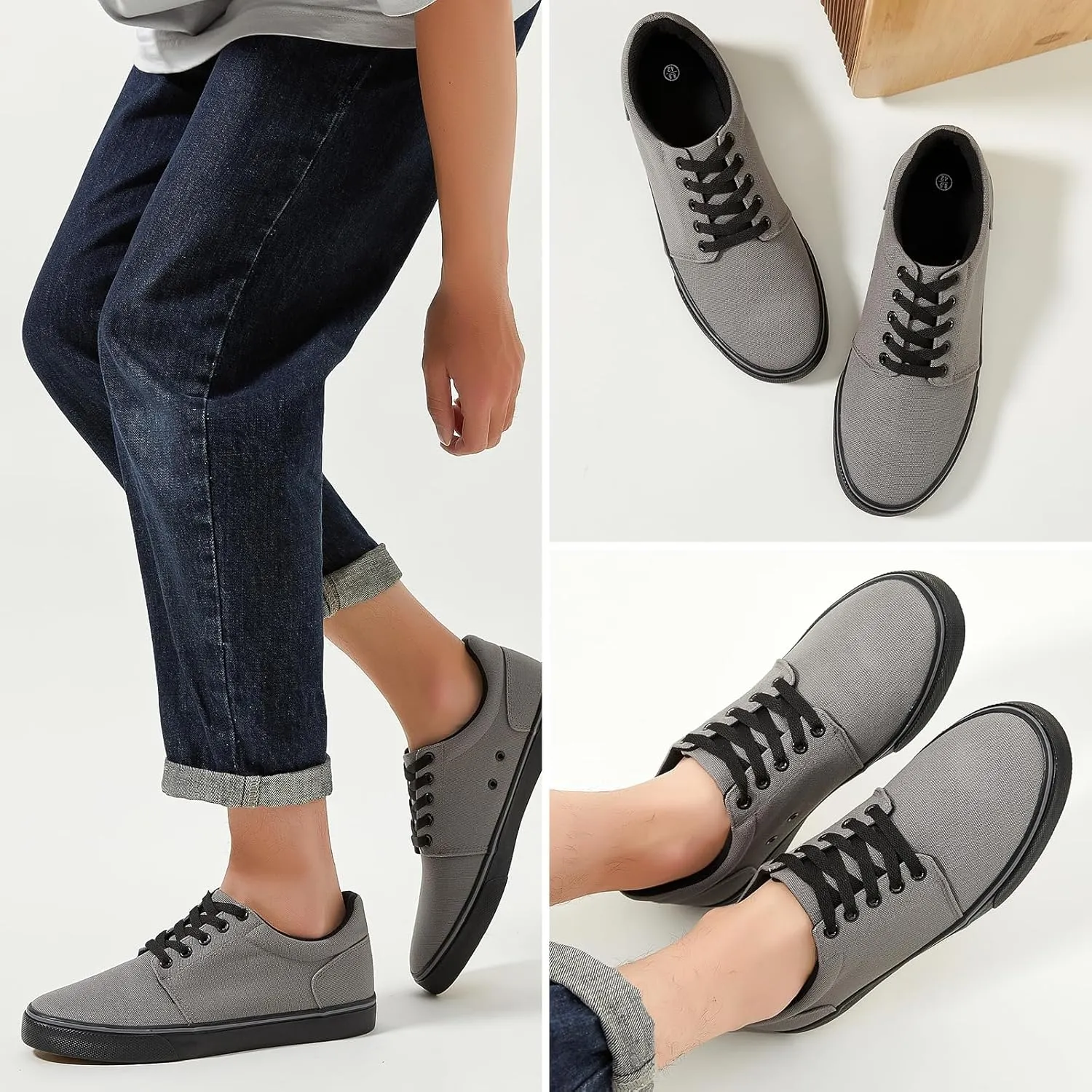 hash bubbie Mens Canvas Shoes Classic Men's Canvas Sneakers Low Top Tennis Shoes Lace up Comfortable Skate Casual Shoes