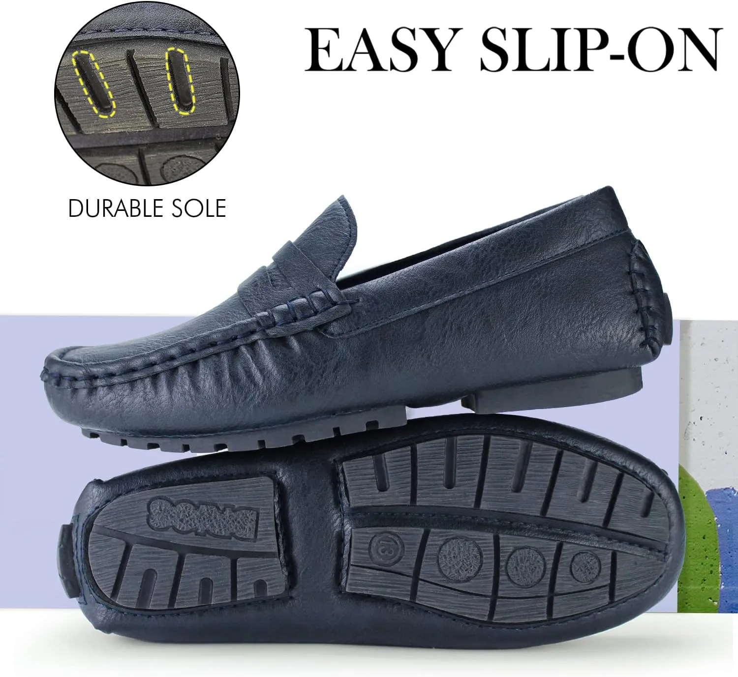 Hawkwell Kids Casual Penny Loafer Slip On Dress Moccasin Driver Shoes(Toddler/Little Kid/Big Kid)