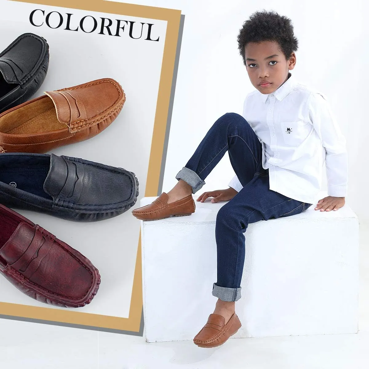 Hawkwell Kids Casual Penny Loafer Slip On Dress Moccasin Driver Shoes(Toddler/Little Kid/Big Kid)