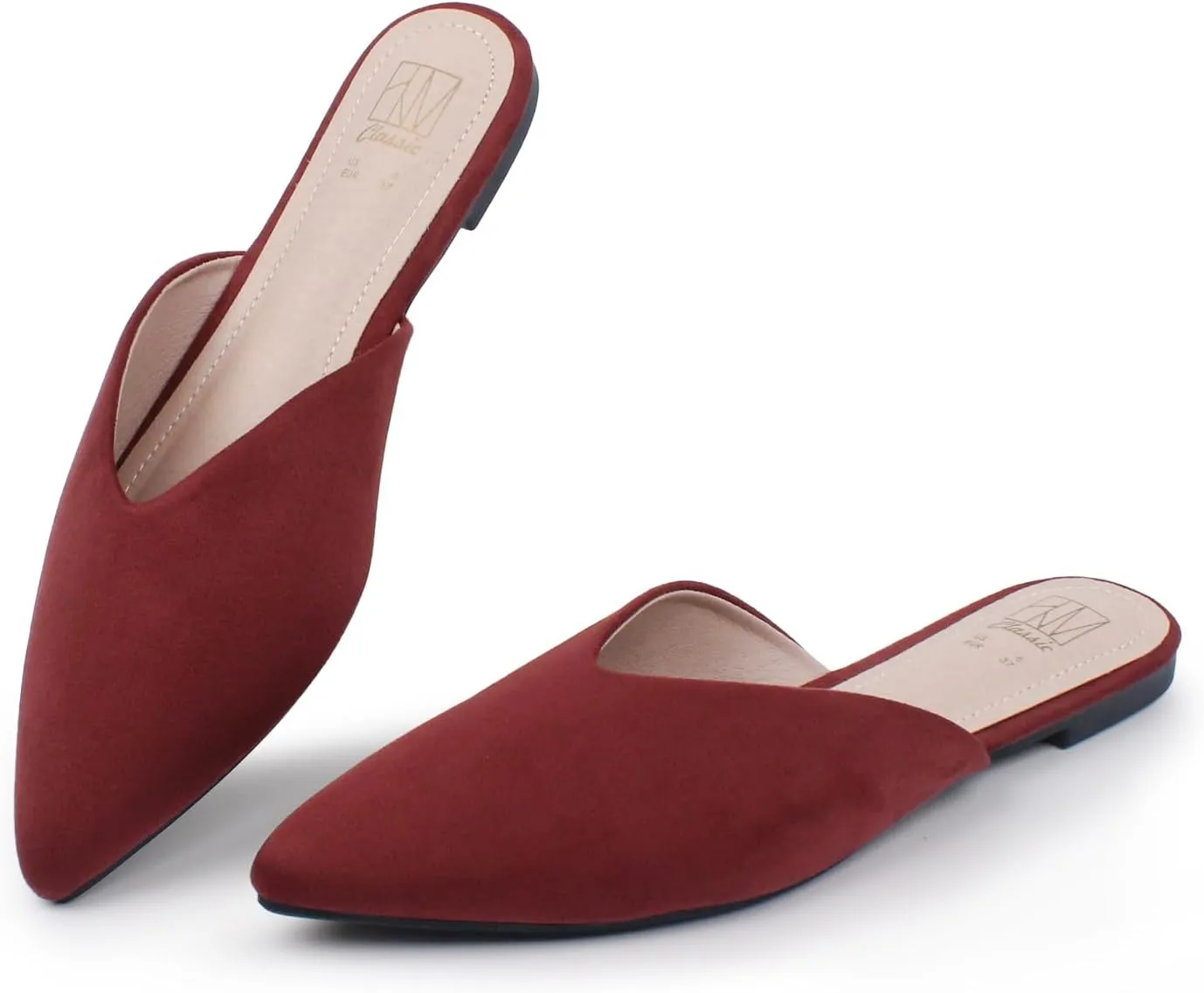 Hawkwell Women's Backless Slip on Slides Loafer Shoes Flats Comfortable Pointed Toe Mules