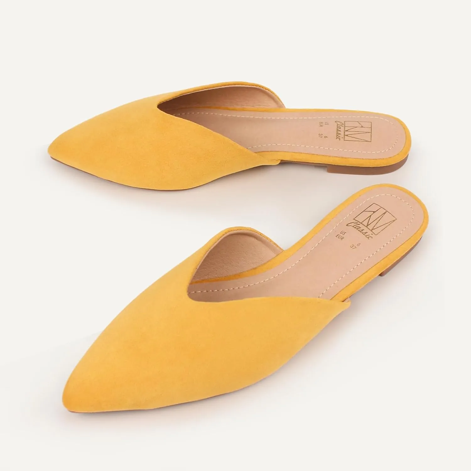 Hawkwell Women's Backless Slip on Slides Loafer Shoes Flats Comfortable Pointed Toe Mules