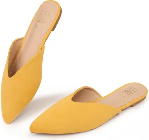 Hawkwell Women's Backless Slip on Slides Loafer Shoes Flats Comfortable Pointed Toe Mules