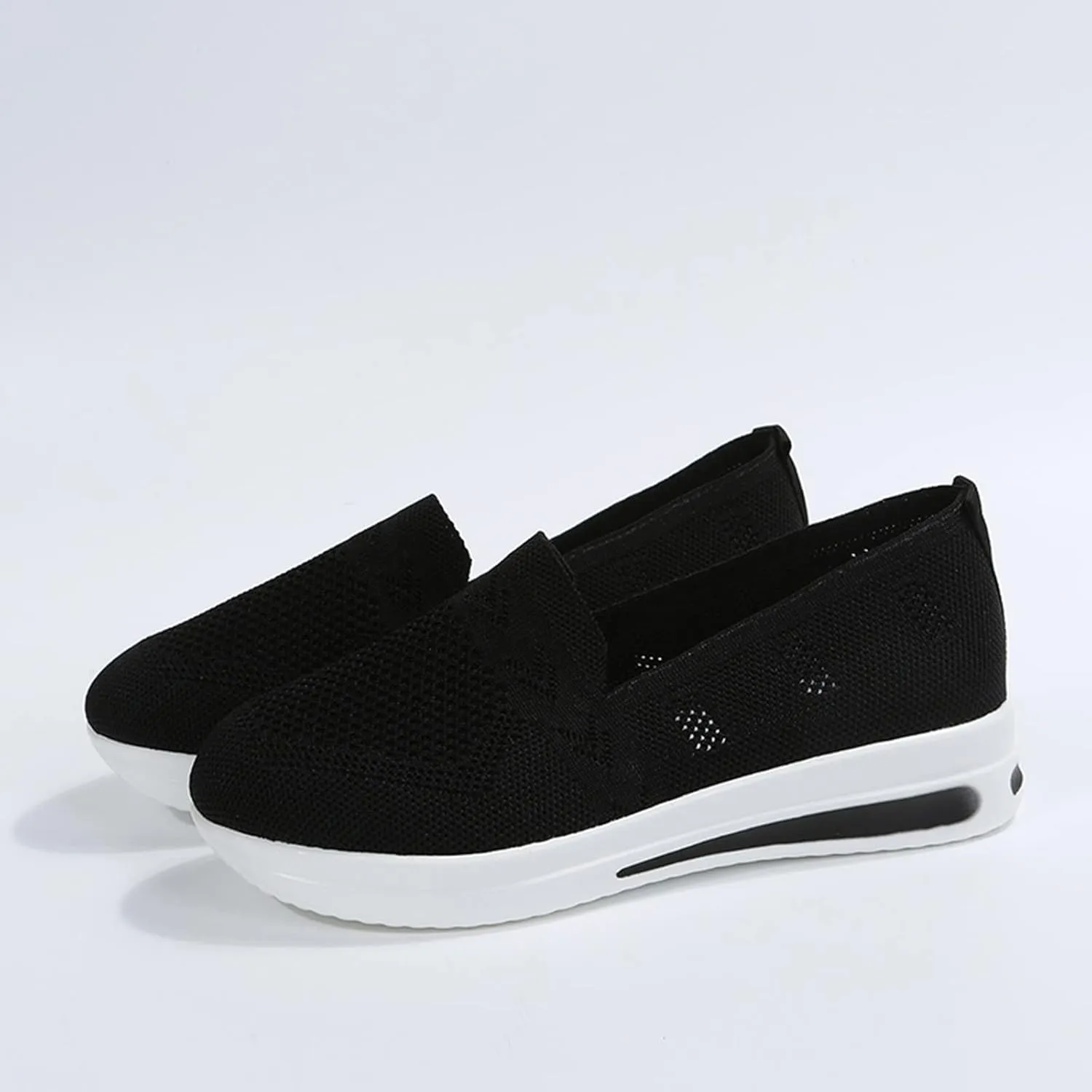 Hbeylia Women's Athletic Running Shoes Fashion Platform Wedge Comfortable Breathable Knit Sock Air Cushion Low Top Sneakers Slip On Lightweight Sports Canvas Shoes Loafers for Work Nurse