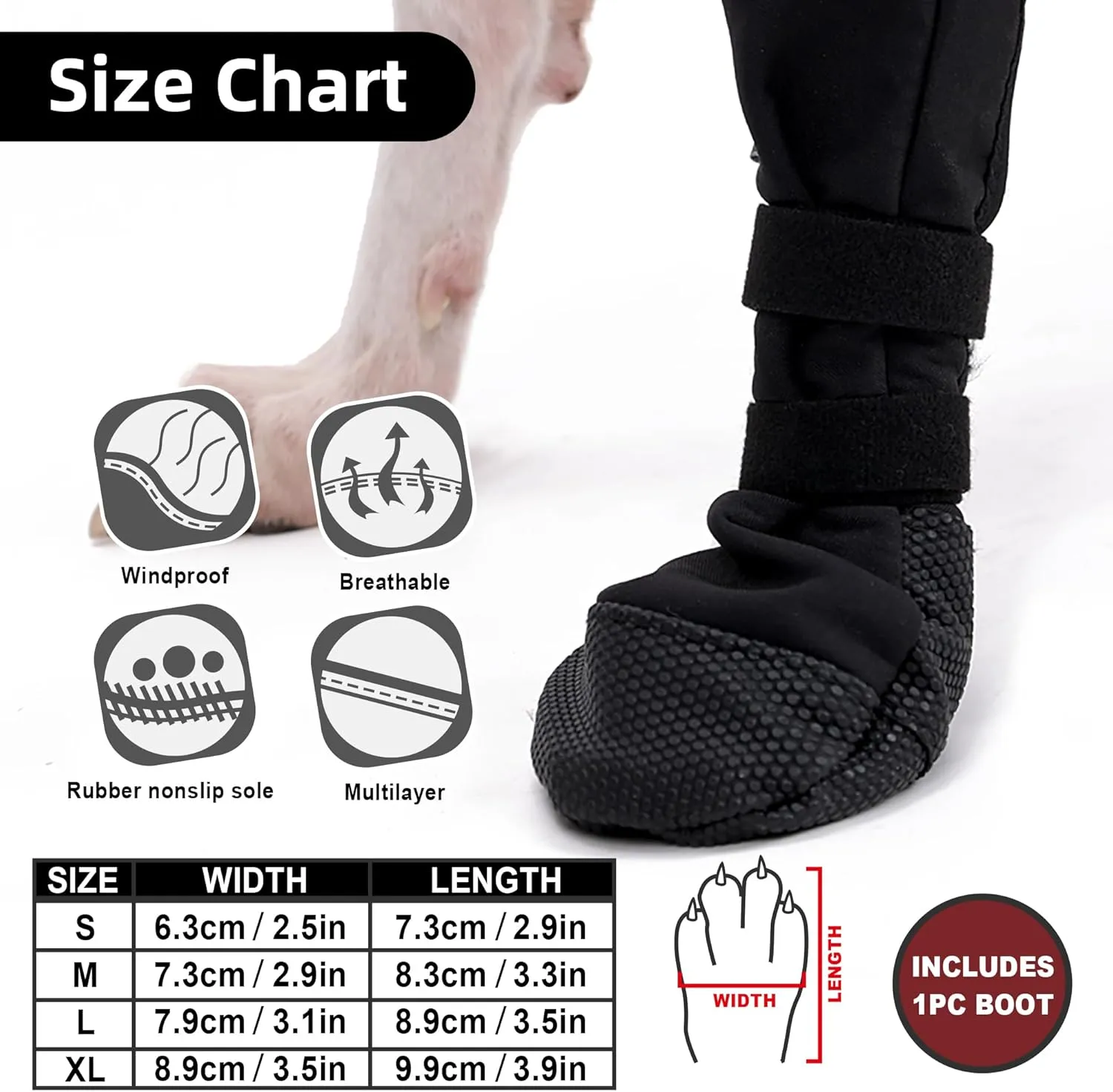 HDKUW Dog Wound Recovery Boot, Waterproof Dog Bootie for Injured Paw, Anti-Slip Dog Shoe Breathable Dog Paw Protector from Licking Wounds L