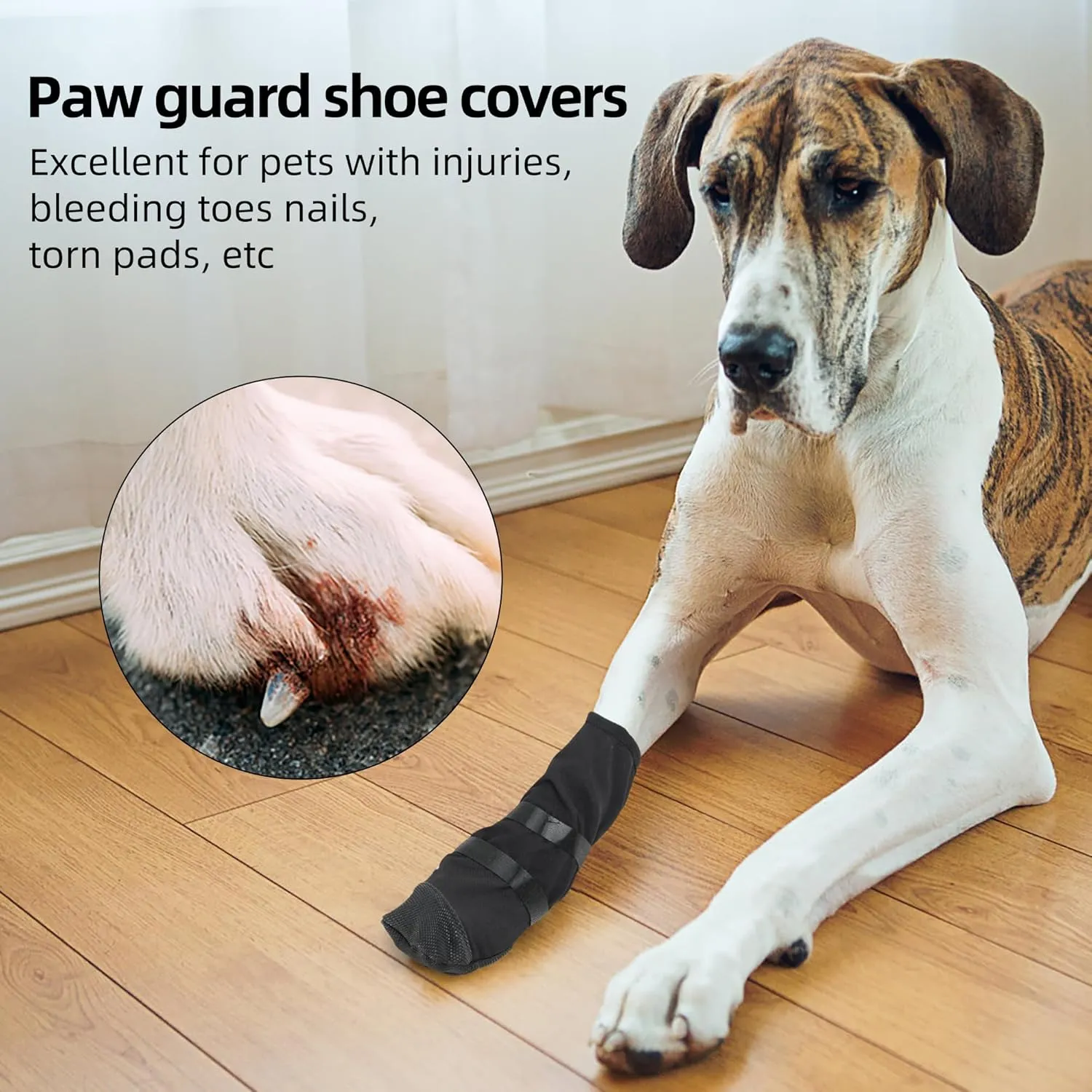 HDKUW Dog Wound Recovery Boot, Waterproof Dog Bootie for Injured Paw, Anti-Slip Dog Shoe Breathable Dog Paw Protector from Licking Wounds L