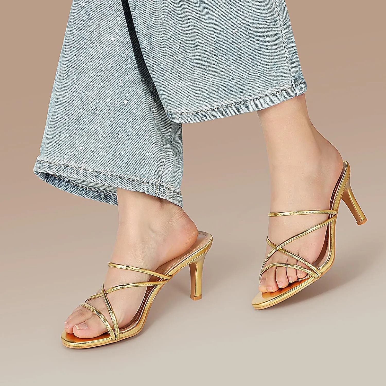 Heels Charm Women's Stiletto Heeled Sandals 3.27 Inches Open Toe Slip On High Heel Sandal Dress Dancing Sandals Daily Work Usual Party Wedding Shoes