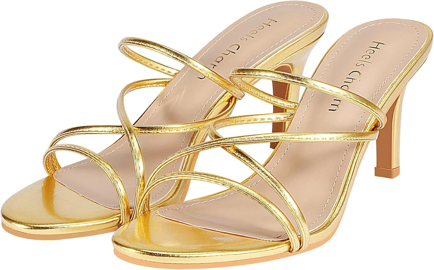 Heels Charm Women's Stiletto Heeled Sandals 3.27 Inches Open Toe Slip On High Heel Sandal Dress Dancing Sandals Daily Work Usual Party Wedding Shoes