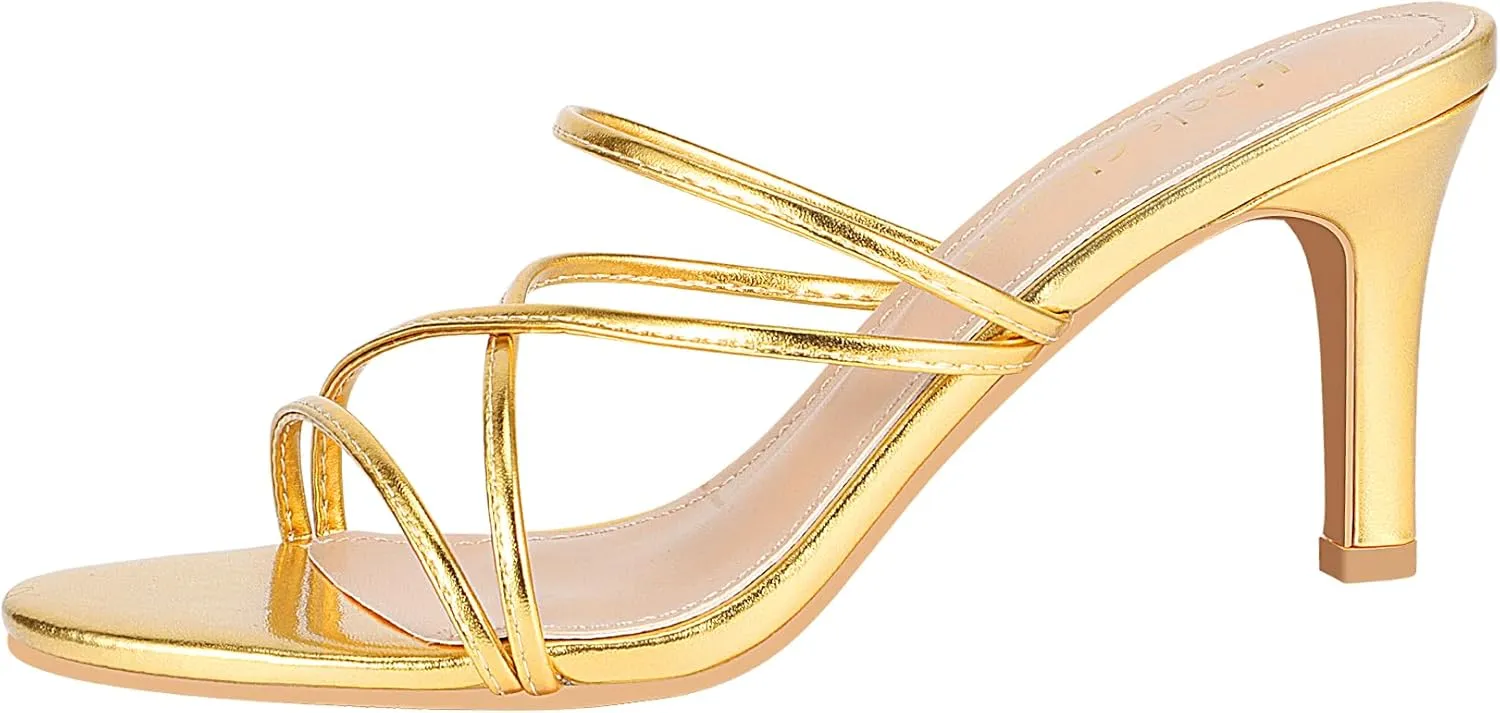 Heels Charm Women's Stiletto Heeled Sandals 3.27 Inches Open Toe Slip On High Heel Sandal Dress Dancing Sandals Daily Work Usual Party Wedding Shoes