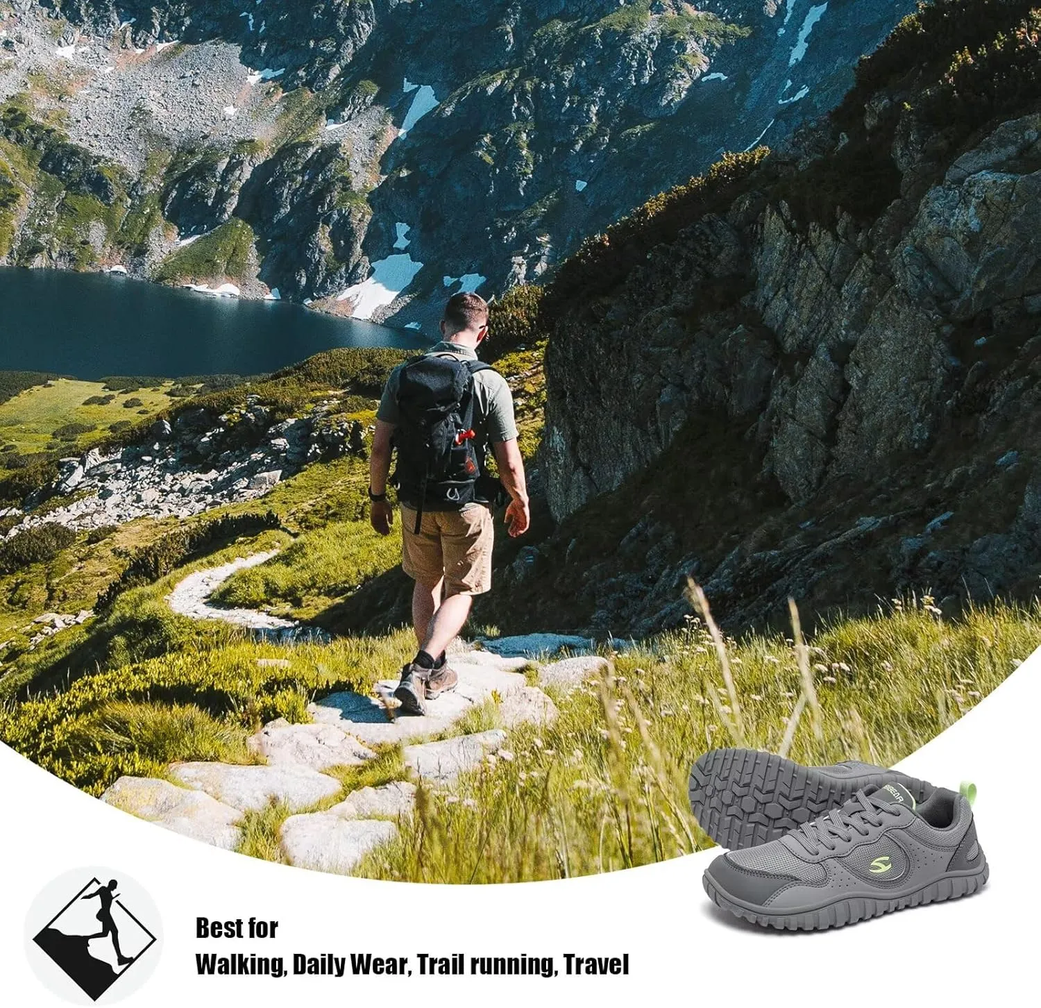 HOBIBEAR Mens Barefoot Shoes | Wide Toe Box | Comfortable Trail Running Sneaker