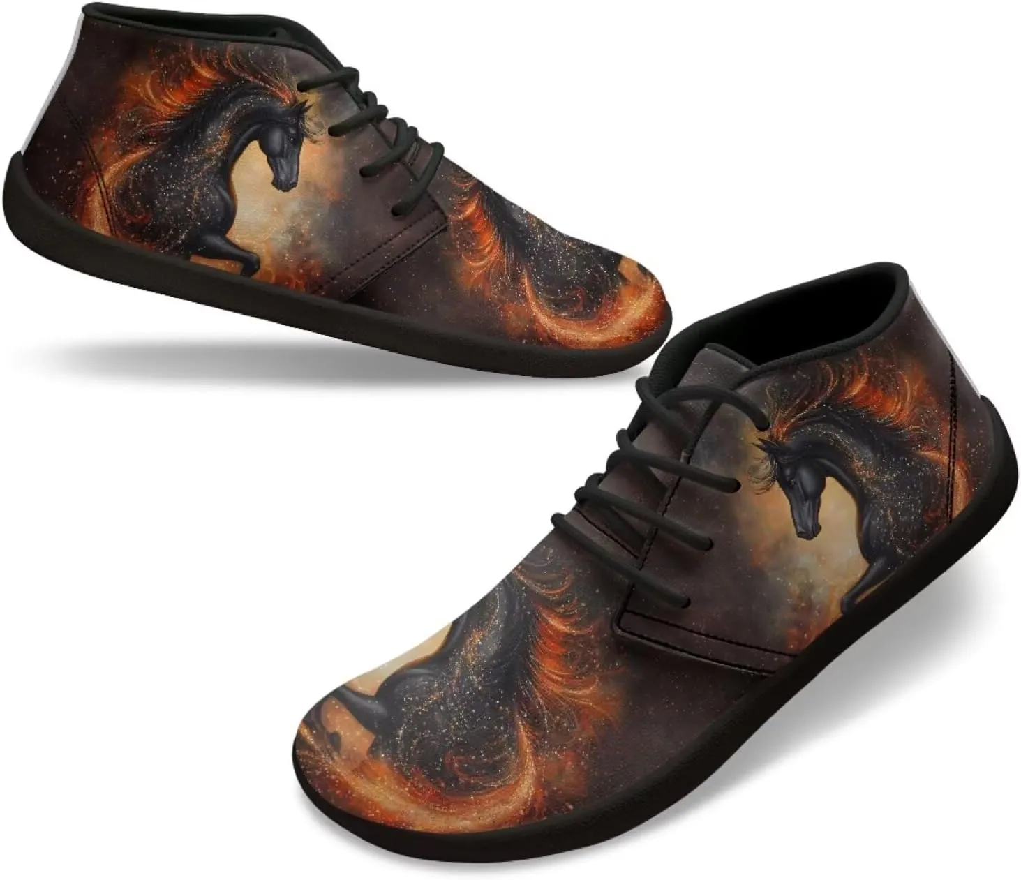 Horse Running Shoes for Women Men Slip On Low Top Sneaker PU Leather Walking Barefoot Shoes