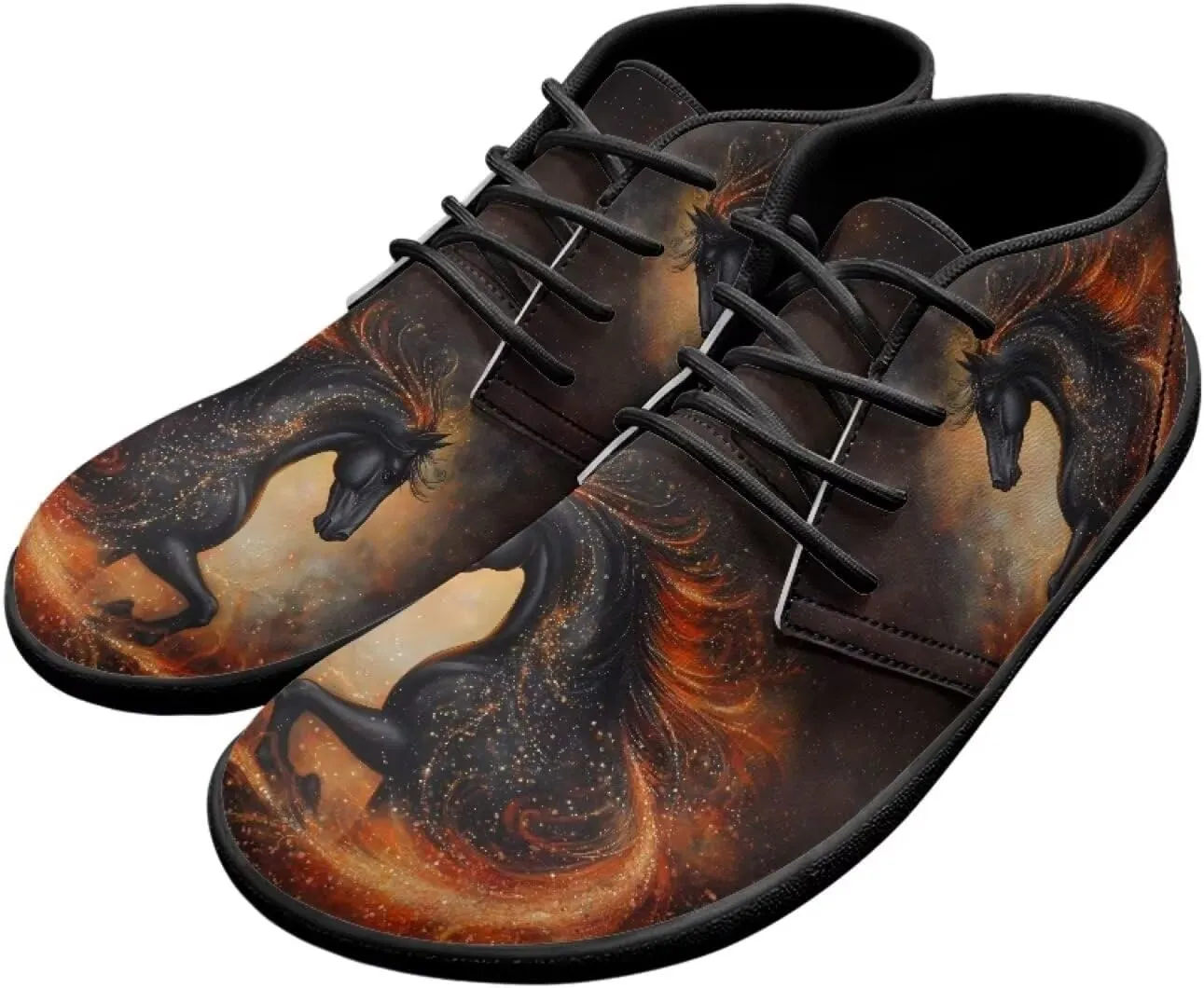 Horse Running Shoes for Women Men Slip On Low Top Sneaker PU Leather Walking Barefoot Shoes