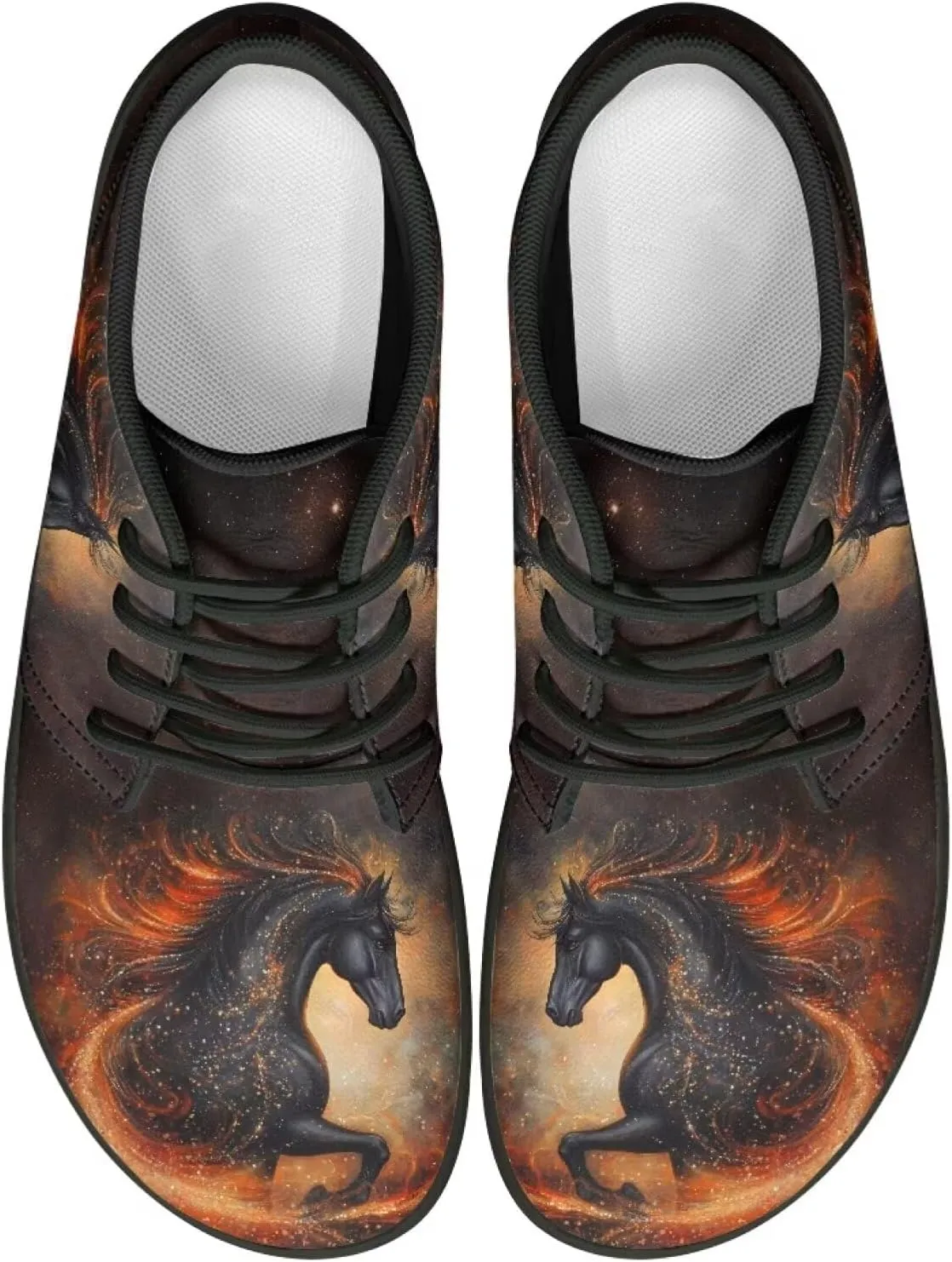 Horse Running Shoes for Women Men Slip On Low Top Sneaker PU Leather Walking Barefoot Shoes