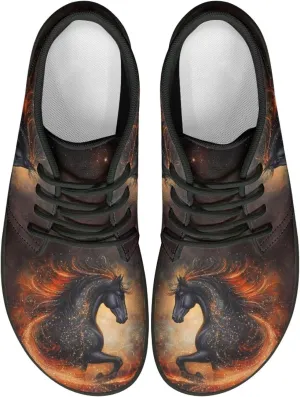 Horse Running Shoes for Women Men Slip On Low Top Sneaker PU Leather Walking Barefoot Shoes