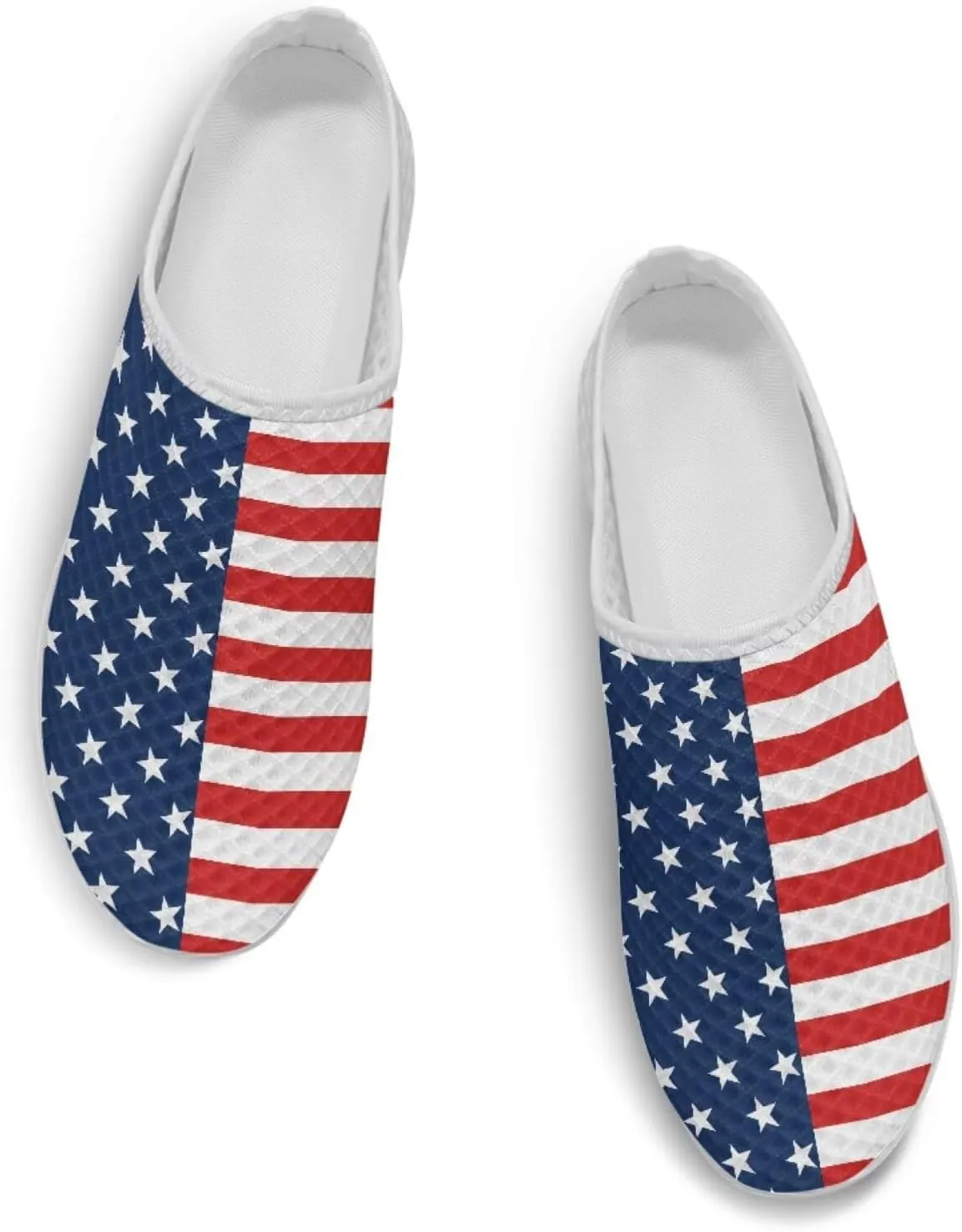 Howilath American Flag Print Women Mules Shoes Slip on Shoes Arch Support Garden Clogs Mesh Loafers with EVA Sole