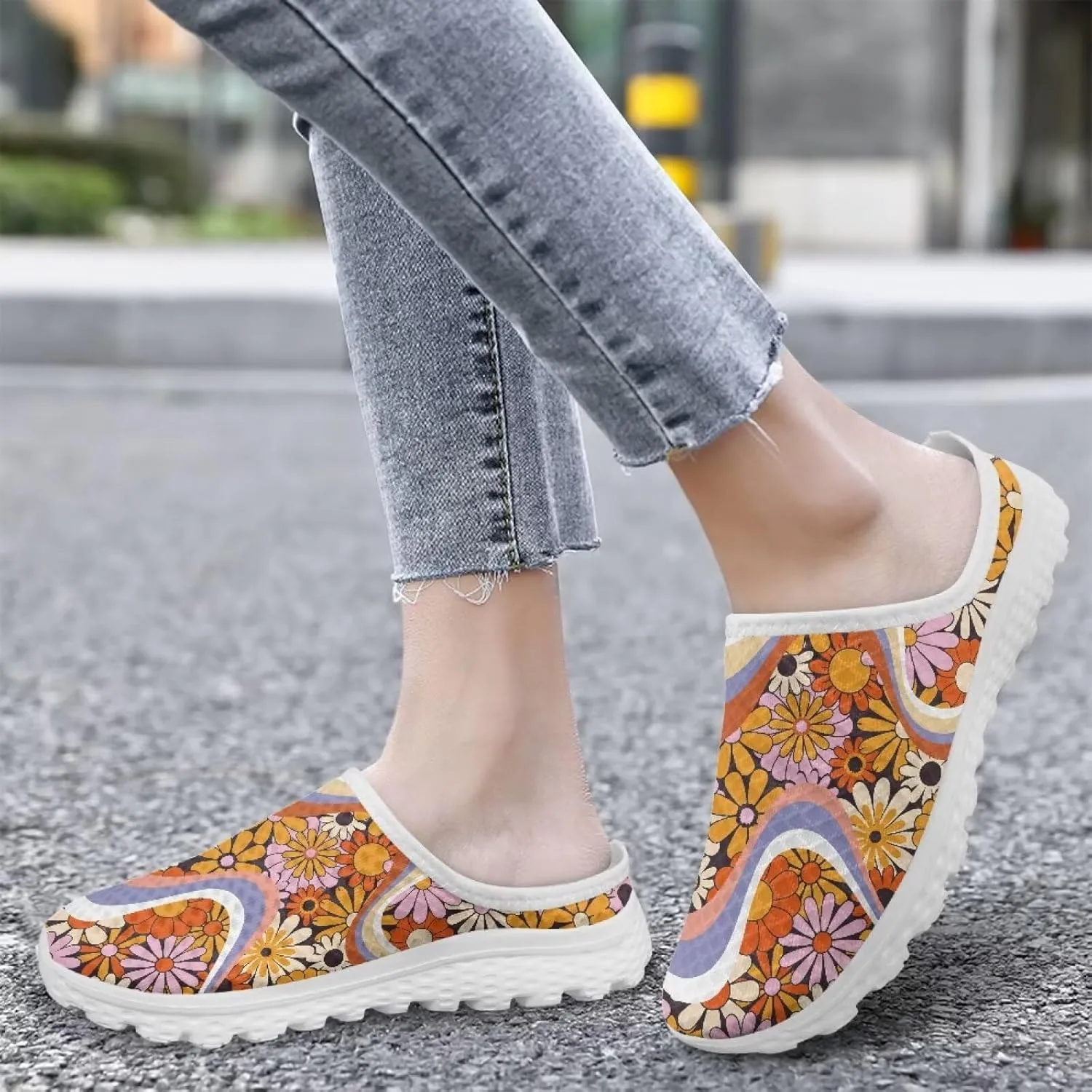 Howilath Women's Sport Mules Tennis Shoes Slip on Garden Shoes Loafers Fashion Backless Sneakers for Street Style Outdoor