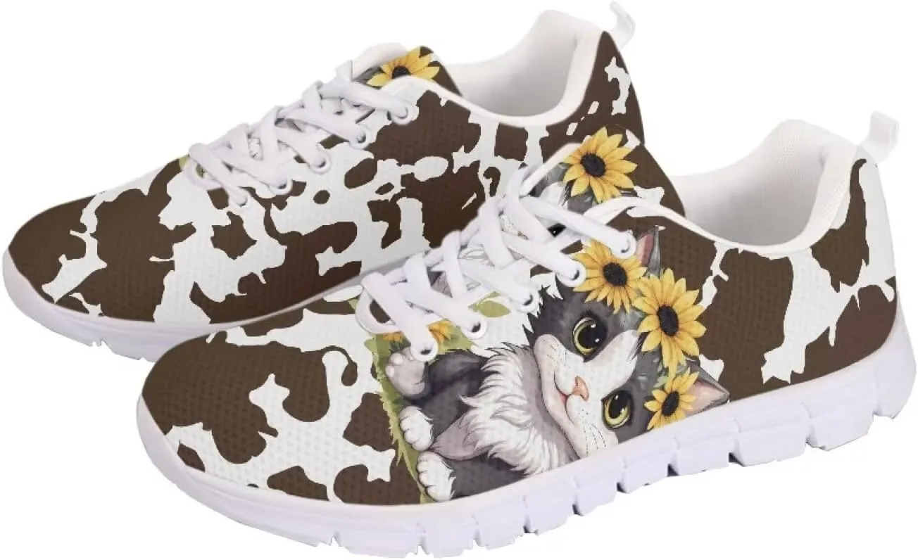 HUGS IDEA Women's Road Running Shoes Nurse Pattern Lightweight Sport Sneakers