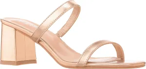ILLUDE Women’s Block Heel Double Band Square Toe Heeled Sandal Slip On Mule - Lisa