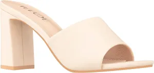 ILLUDE Women’s Block Heel Single Strap Square Toe Heeled Sandal Slip On Mule - Demi - Demi