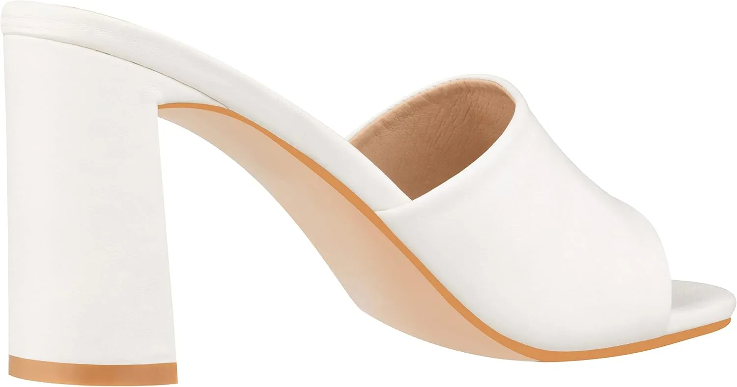 ILLUDE Women’s Block Heel Single Strap Square Toe Heeled Sandal Slip On Mule - Demi - Demi