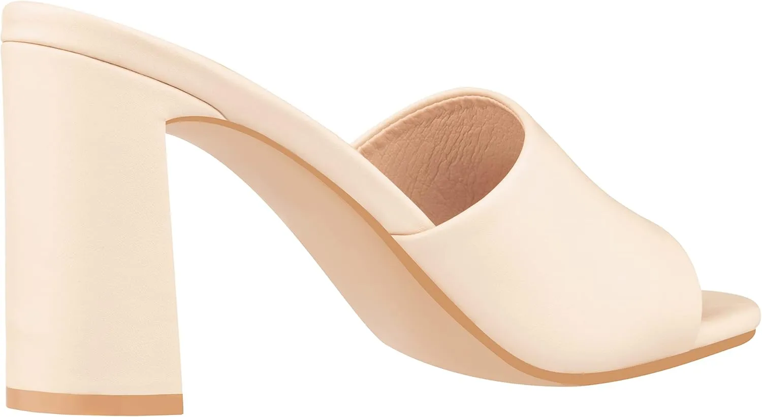 ILLUDE Women’s Block Heel Single Strap Square Toe Heeled Sandal Slip On Mule - Demi - Demi