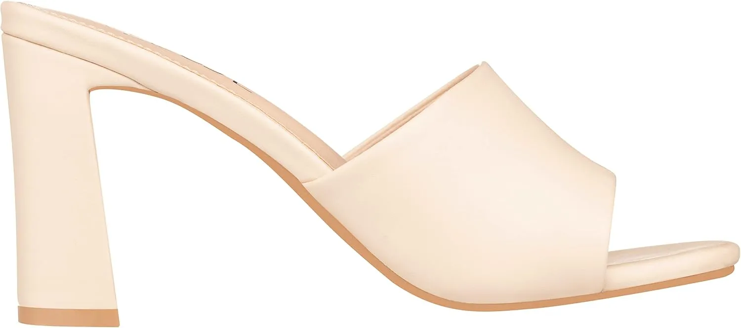 ILLUDE Women’s Block Heel Single Strap Square Toe Heeled Sandal Slip On Mule - Demi - Demi