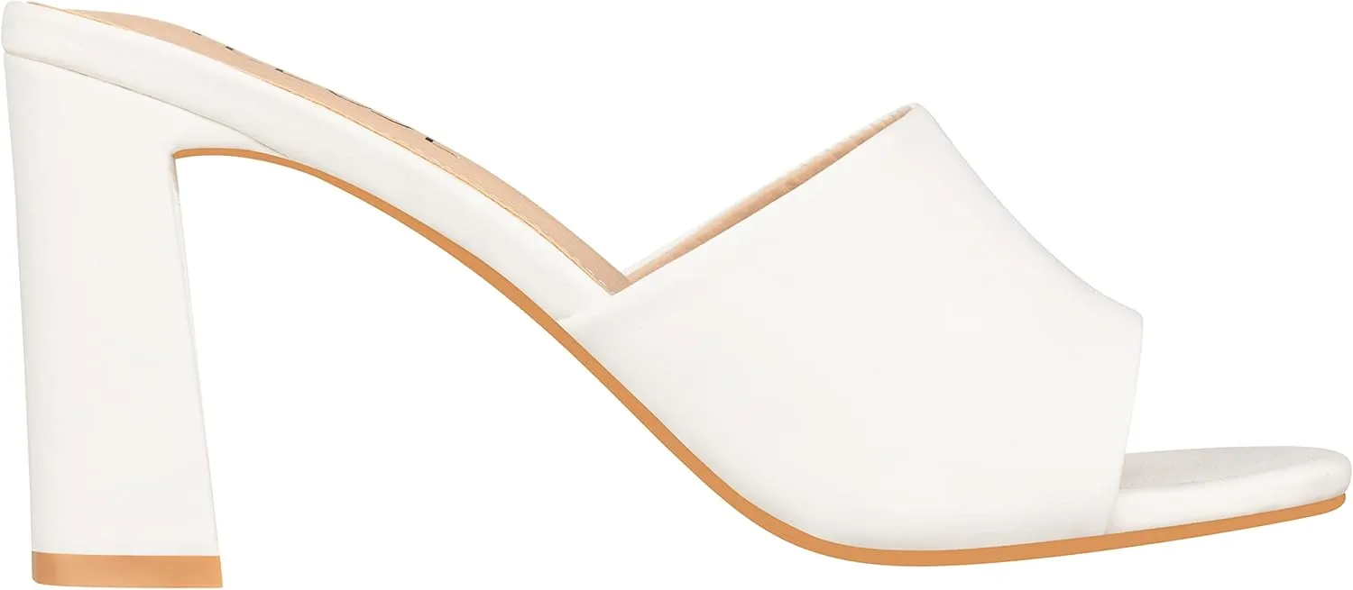 ILLUDE Women’s Block Heel Single Strap Square Toe Heeled Sandal Slip On Mule - Demi - Demi