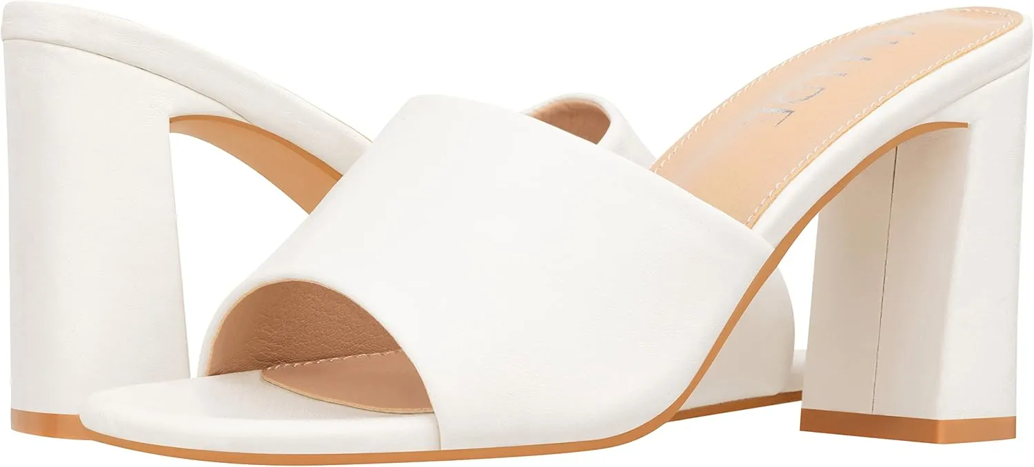 ILLUDE Women’s Block Heel Single Strap Square Toe Heeled Sandal Slip On Mule - Demi - Demi
