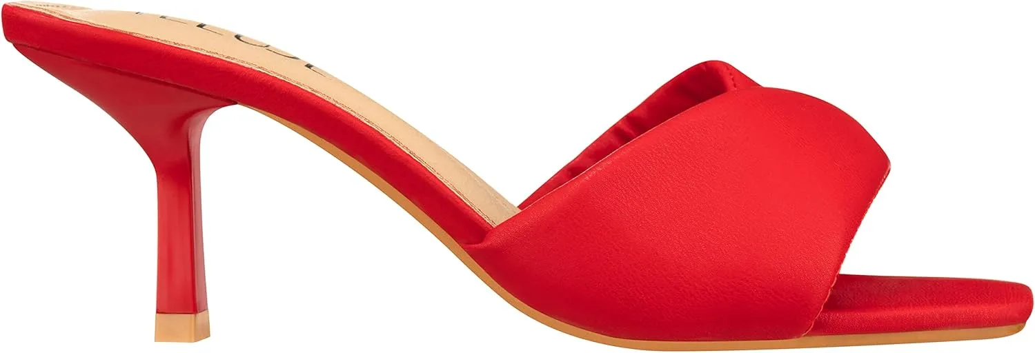 ILLUDE Women’s Low Heel Mules Open Square Toe Slip On Comfortable Cushion Heeled Sandals