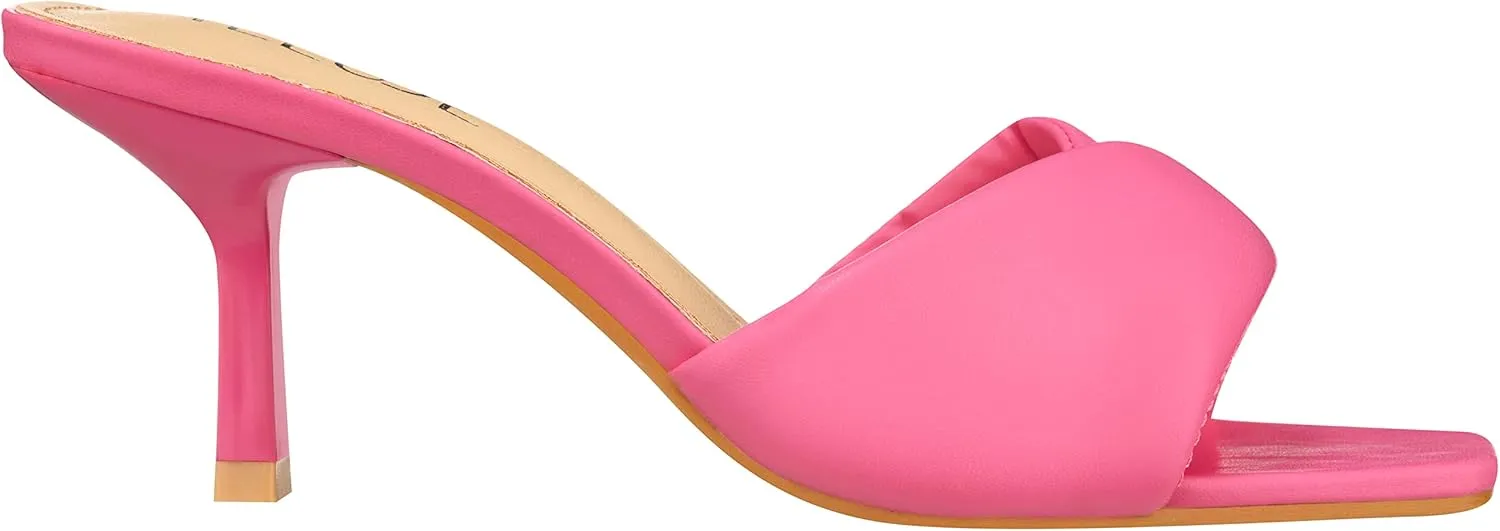 ILLUDE Women’s Low Heel Mules Open Square Toe Slip On Comfortable Cushion Heeled Sandals