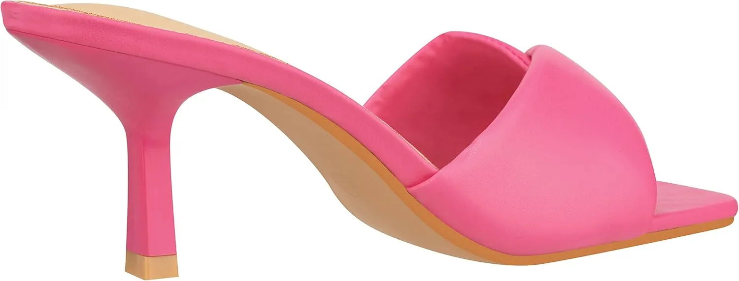 ILLUDE Women’s Low Heel Mules Open Square Toe Slip On Comfortable Cushion Heeled Sandals