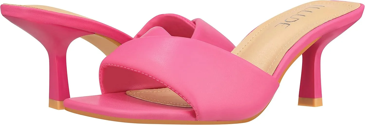ILLUDE Women’s Low Heel Mules Open Square Toe Slip On Comfortable Cushion Heeled Sandals