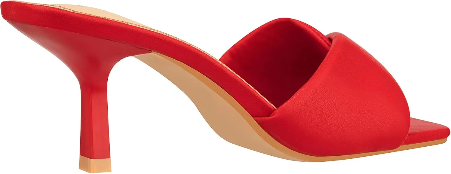 ILLUDE Women’s Low Heel Mules Open Square Toe Slip On Comfortable Cushion Heeled Sandals
