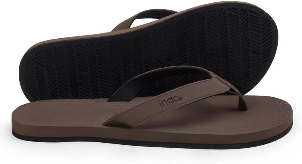 Indosole Men's ESSNTLS Vegan All-Terrain Flip Flops, [Reused Tire Sole, Natural Rubber Arch Support No-slip Footbed, Comfortable ENVRO Strap, Waterproof]