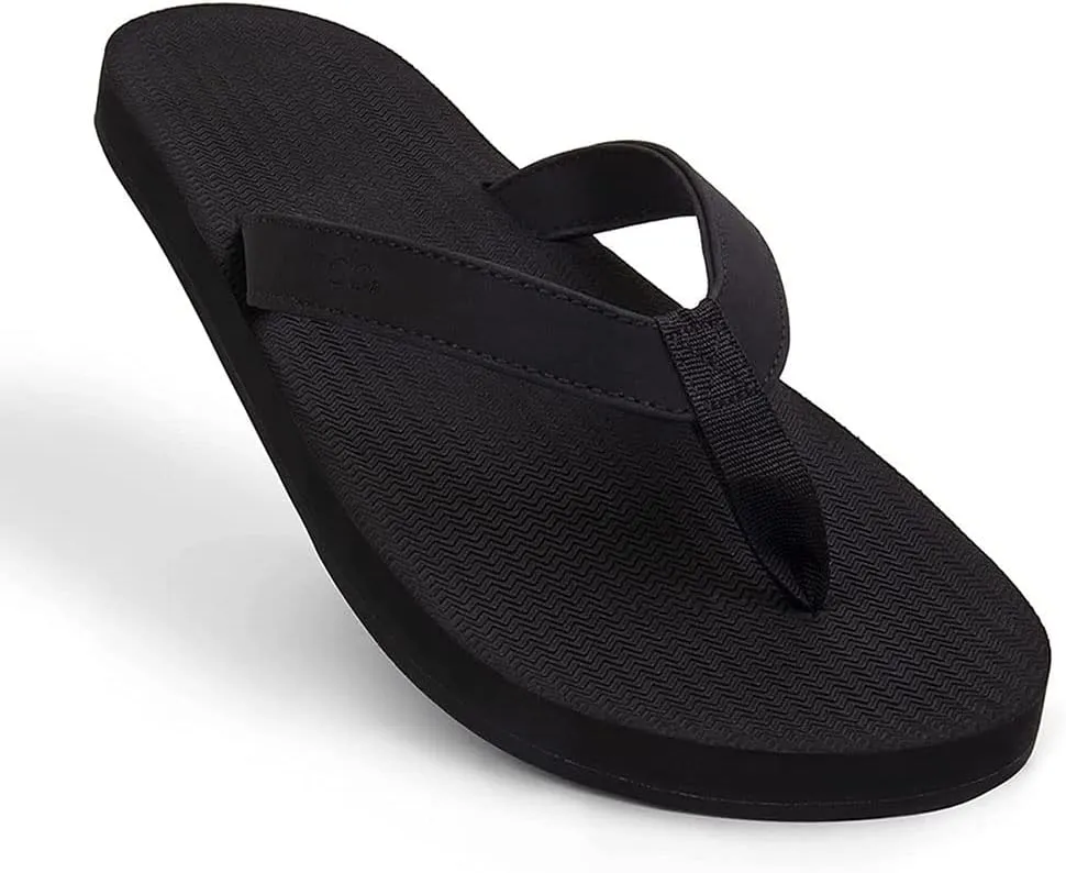 Indosole Men's ESSNTLS Vegan All-Terrain Flip Flops, [Reused Tire Sole, Natural Rubber Arch Support No-slip Footbed, Comfortable ENVRO Strap, Waterproof]