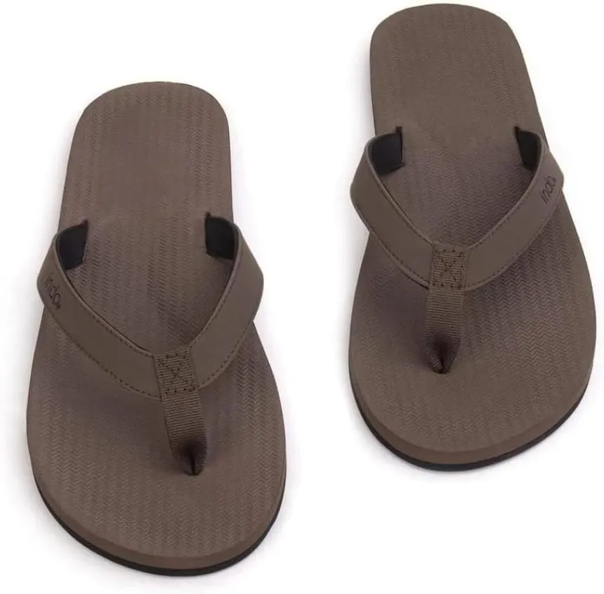 Indosole Men's ESSNTLS Vegan All-Terrain Flip Flops, [Reused Tire Sole, Natural Rubber Arch Support No-slip Footbed, Comfortable ENVRO Strap, Waterproof]