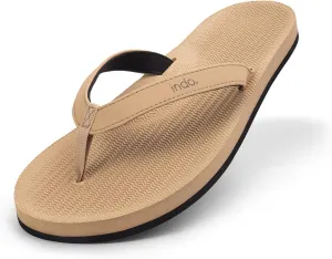 Indosole Women's ESSNTLS Vegan Flip Flops [Reused Tire Sole, Natural Rubber Arch Support, ENVRO Strap, Waterproof]