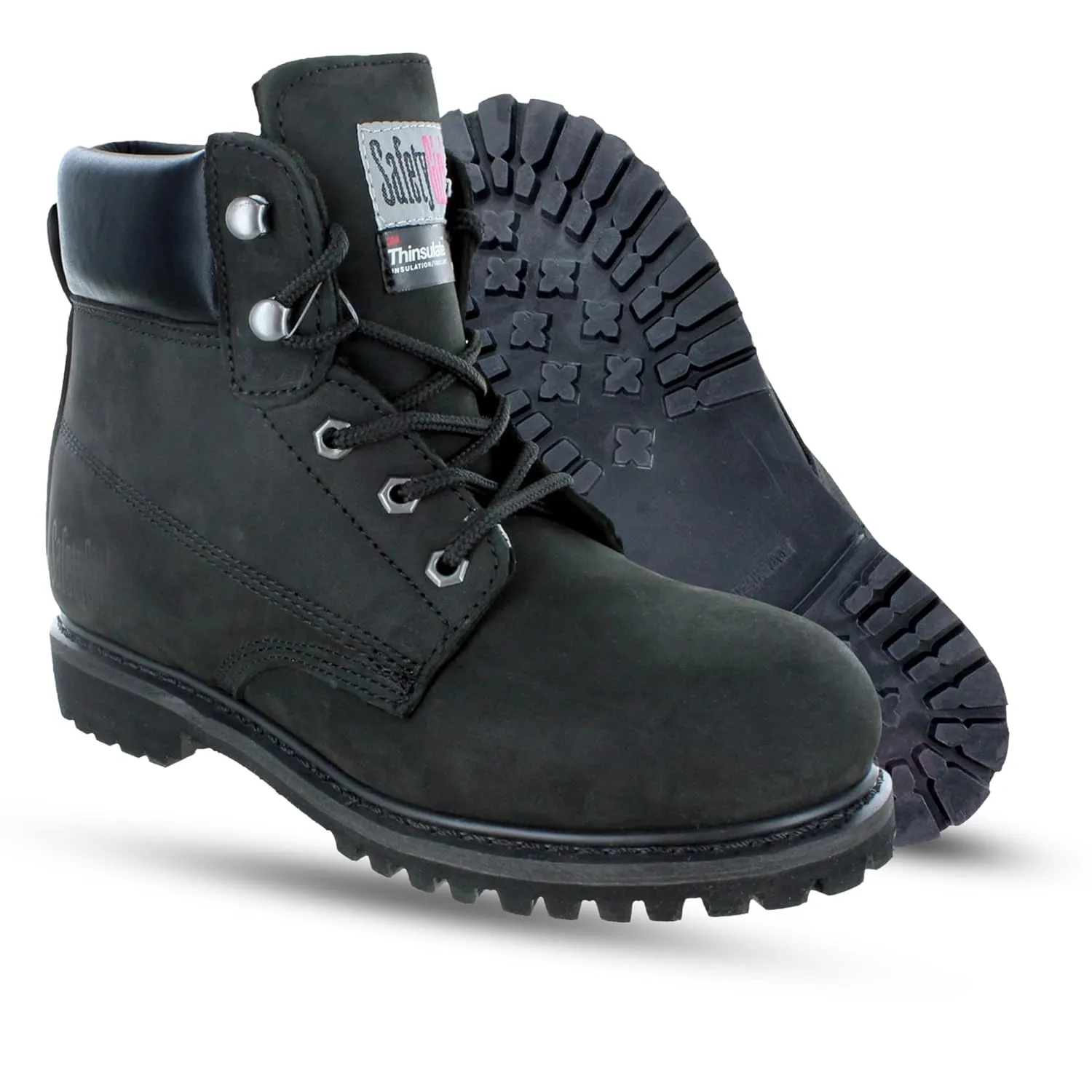 Insulated Soft Toe Women's Work Boot - Black - 10M | 6" Waterproof Boots for Women Soft Toe Boots | Insulated Safety Shoes - Nubuck Leather Slip Resistant Womens Boot Safety Shoes