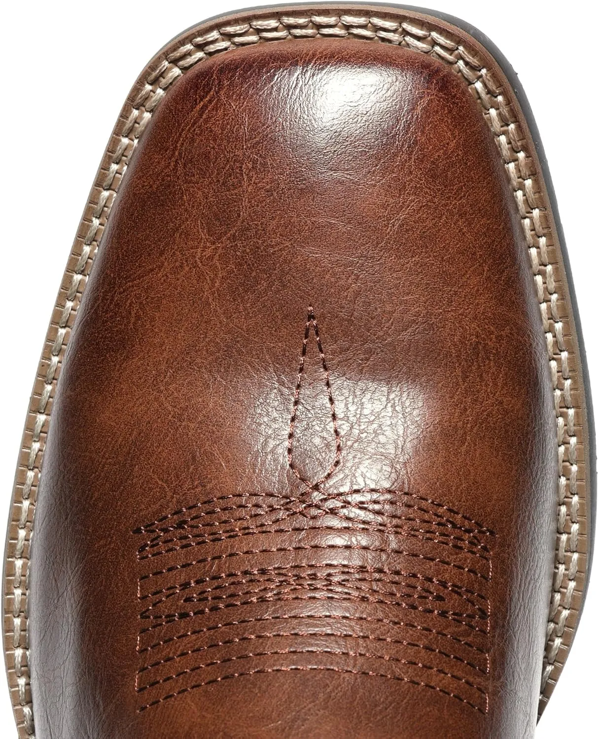 IUV Cowboy Boots For Men Square Toe Western Boots Durable Classic Embroidered Pull On Boot Slip Resistant Country Boot