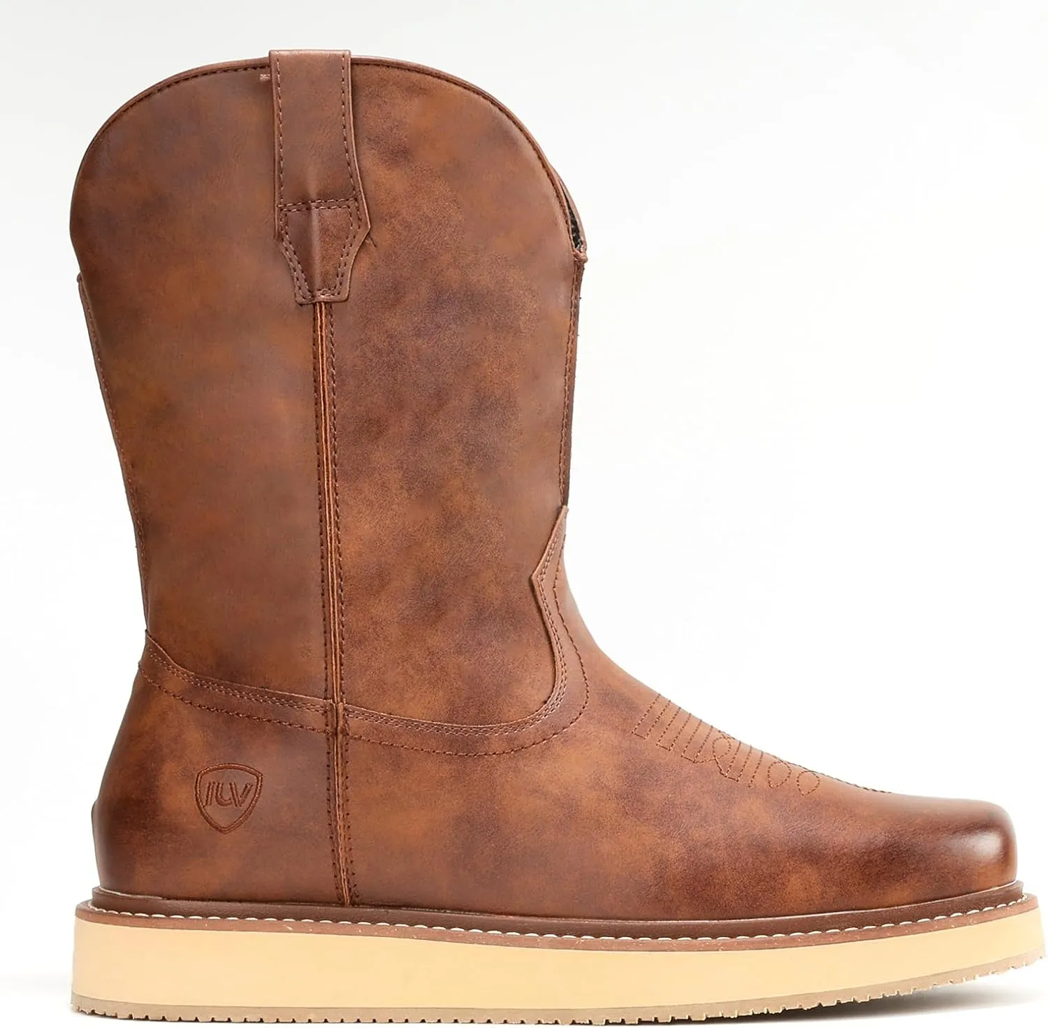 IUV Cowboy Boots For Men Western Boot Durable Fashionable Retro Classic Slip Resistant Work Casual Boots