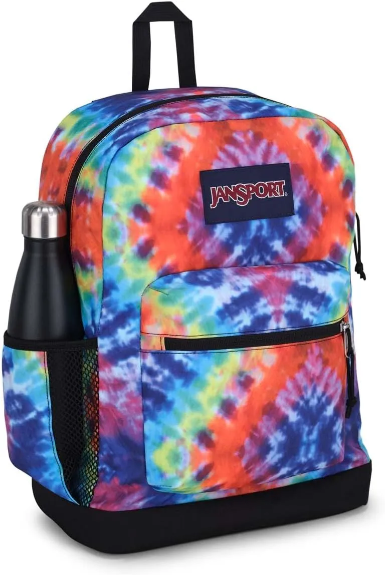 JanSport Cross Town Plus Backpack - Large Main Compartment, Side Water Bottle Pocket, 15-Inch Padded Laptop Sleeve - Red/Multi Hippie Days