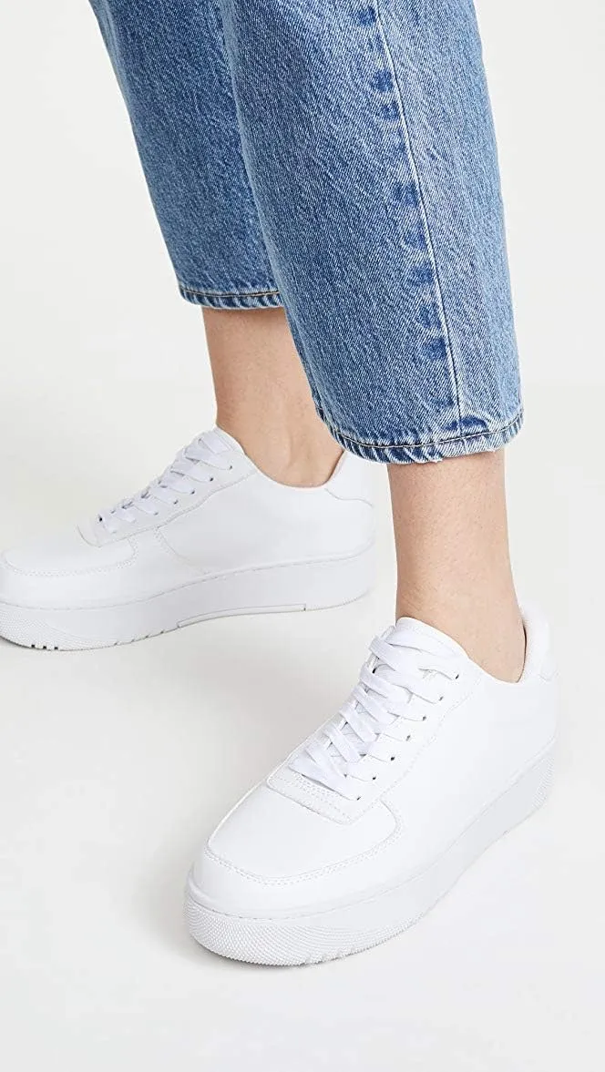 Jeffrey Campbell Court Fashion Sneakers White Lace Up Platfrom Tennis Shoes
