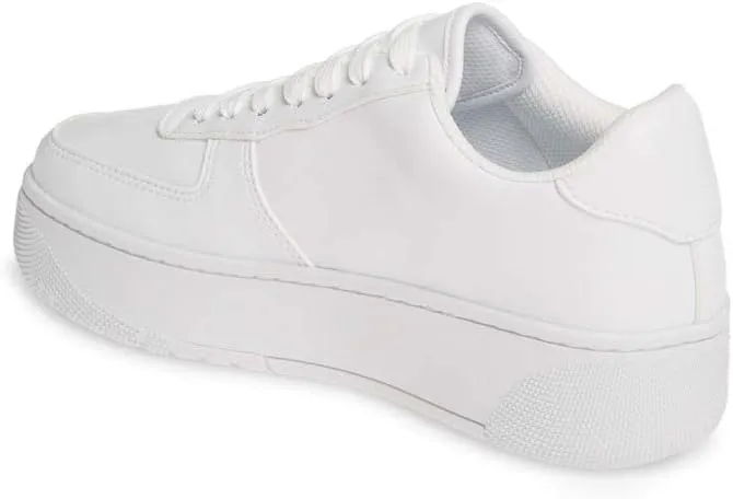 Jeffrey Campbell Court Fashion Sneakers White Lace Up Platfrom Tennis Shoes